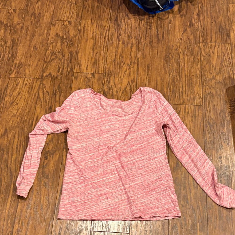 LOFT Heathered Red Long Sleeve Tee
